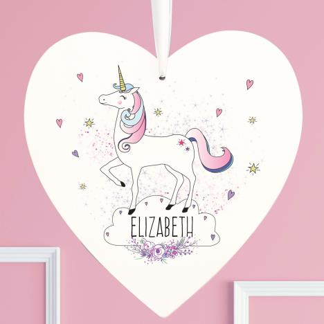 Personalised Unicorn Large Wooden Heart Decoration Extra Image 2